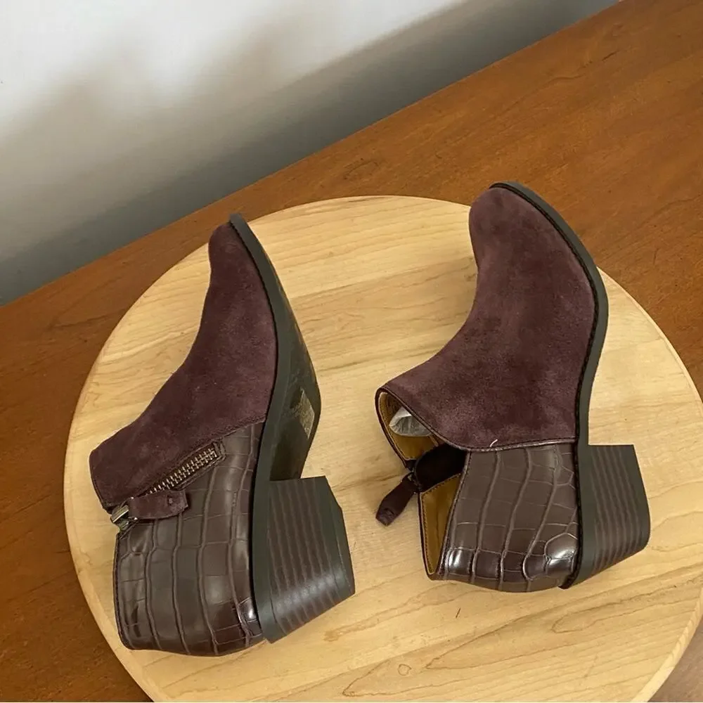 Vionic Marissa Boots Womens Sz 6‎ Purple Leather Suede Zip Up Ankle Booties NWOT